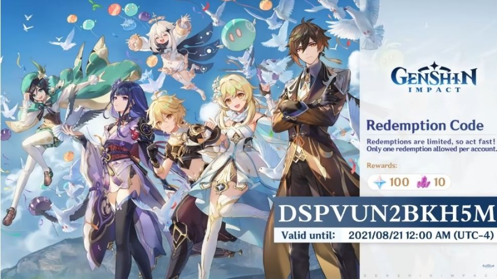 Kode Redeem Genshin Impact Terbaru Hari Ini