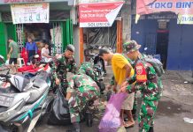 Dipimpin Danramil, Koramil 1408-08/Makassar Jadi Motor Gotong Royong di Pasar Kerung-Kerung